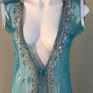 Heavily beaded sheer Bollywood tunic vest absolutely stunning